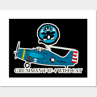 Grumman F4F-4 Wildcat - white Posters and Art